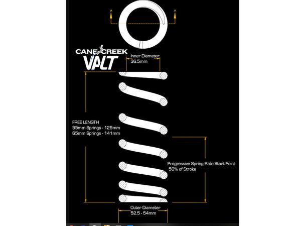 Cane Creek VALT® Progressive Fjær 55mm x 400-488lb